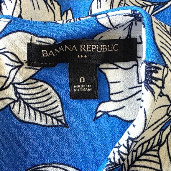 Banana Republic Blue White Floral Sleeveless Sheath Dress Size 0 - Picture 2 of 8